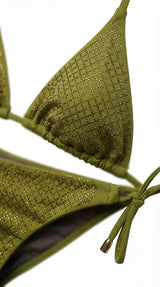 Bikini Triangolo con Rete Strass e Slip Regular