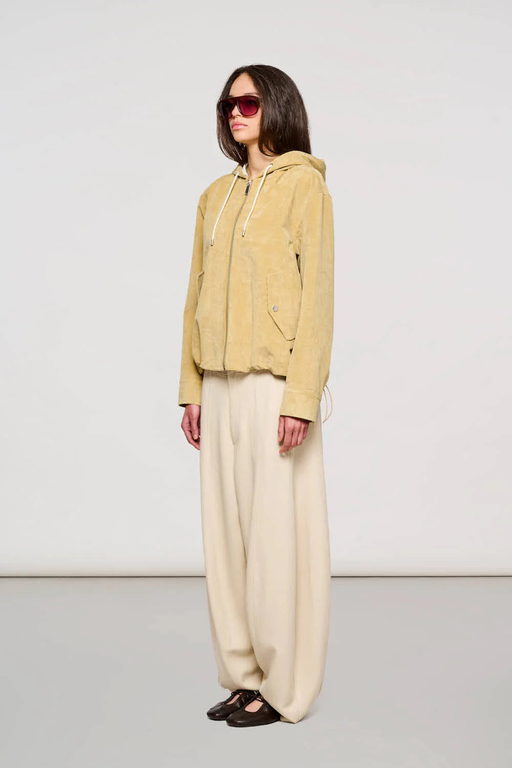 York Short Parka in Velluto Burnished Gold