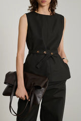 Top in cotone con cinta