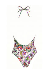Costume Intero con Stampa Floreale e Crochet