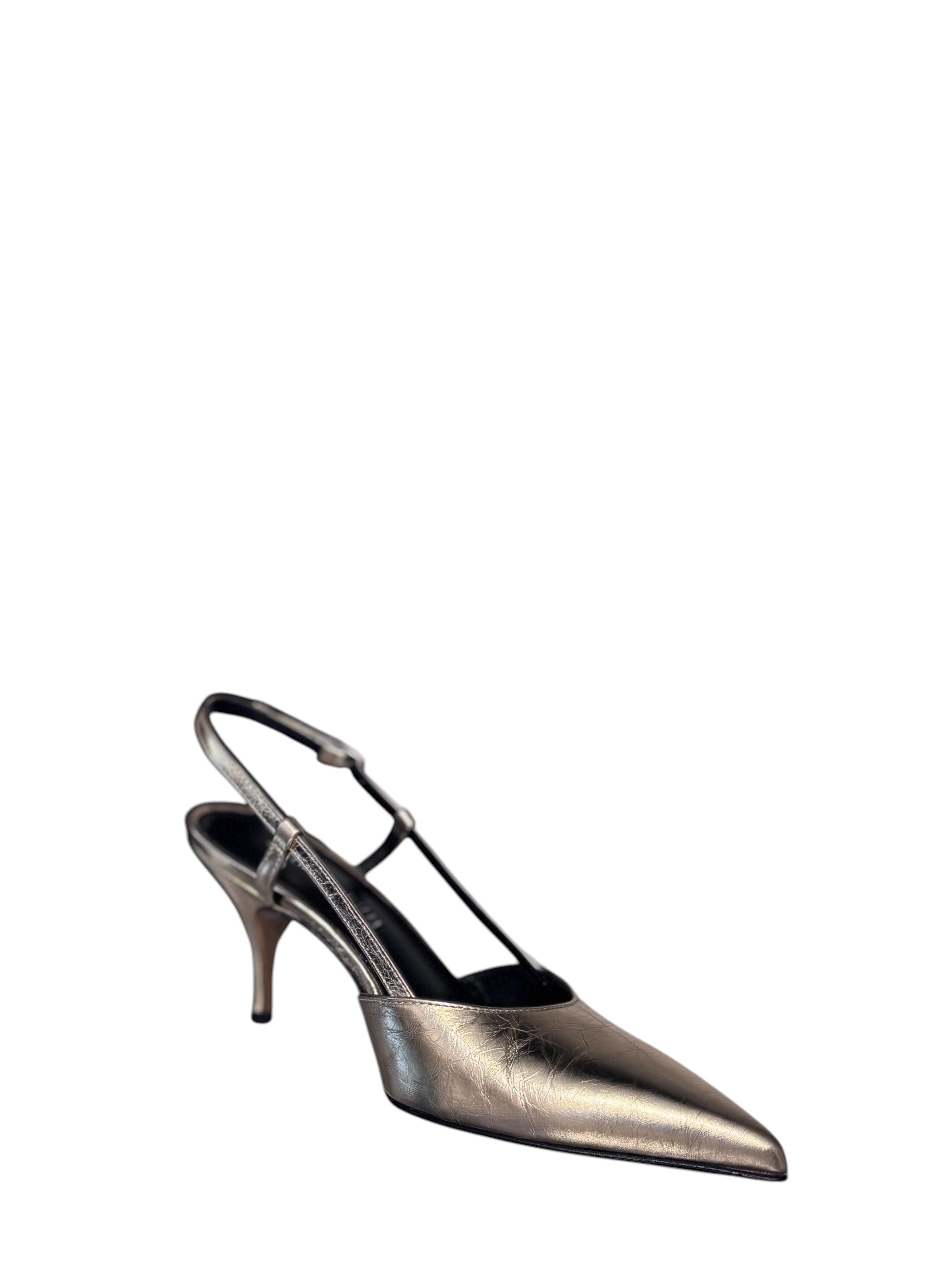 Slingback cracklux platino