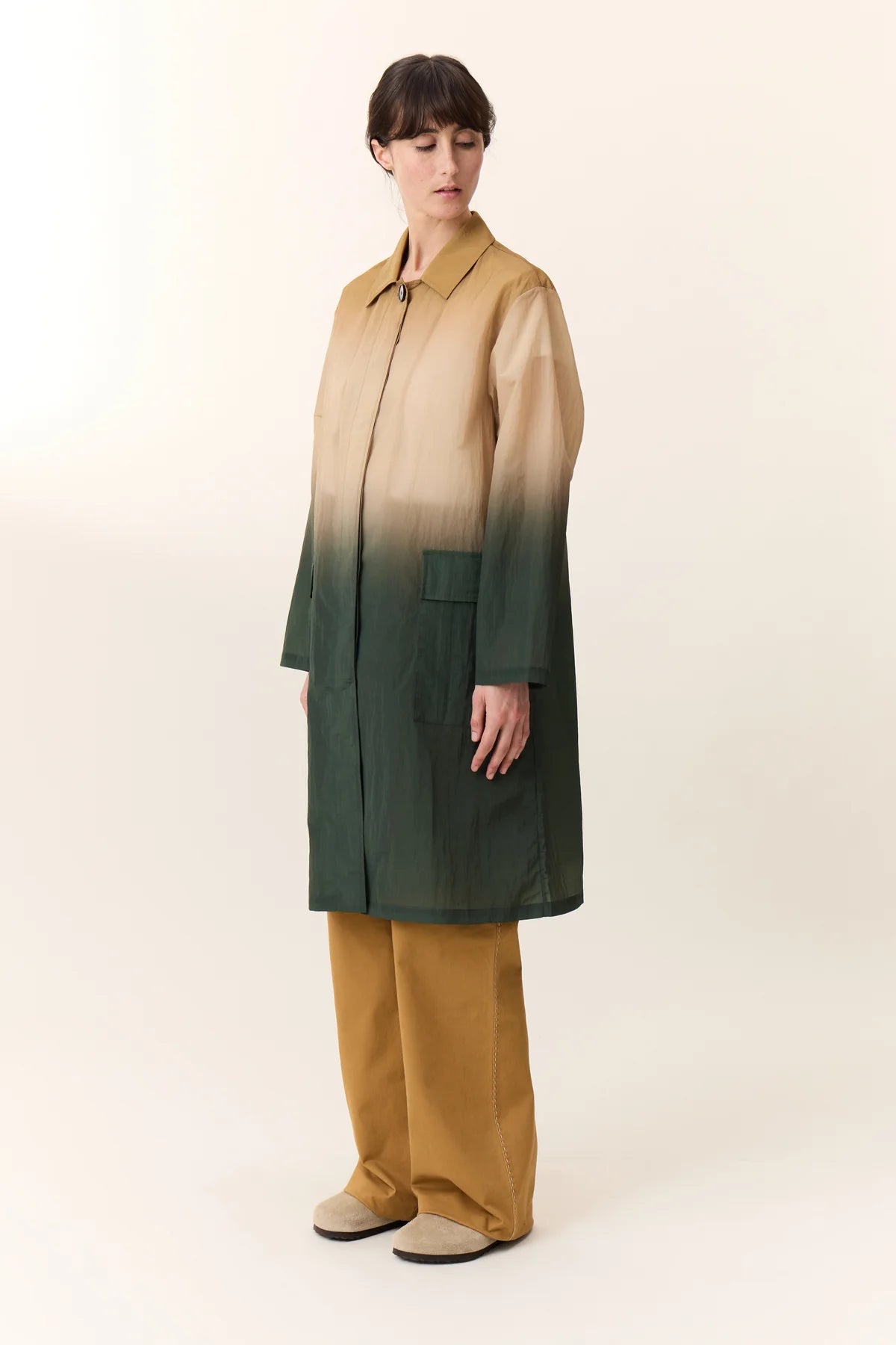 Trench leggero midi taglio dritto con motivo tie-dye