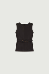 Top in cotone con cinta