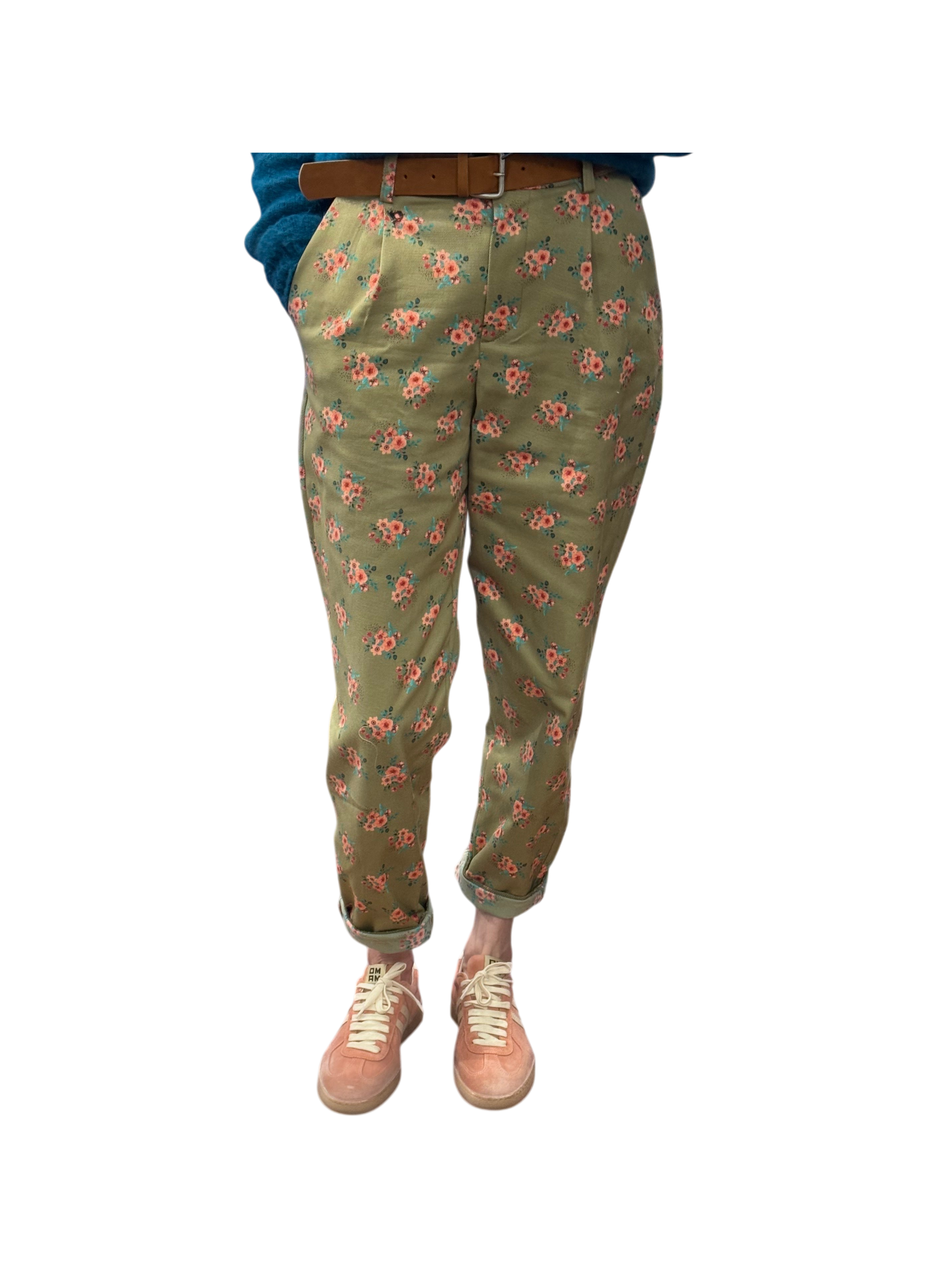Pantalone in cotone a fiori