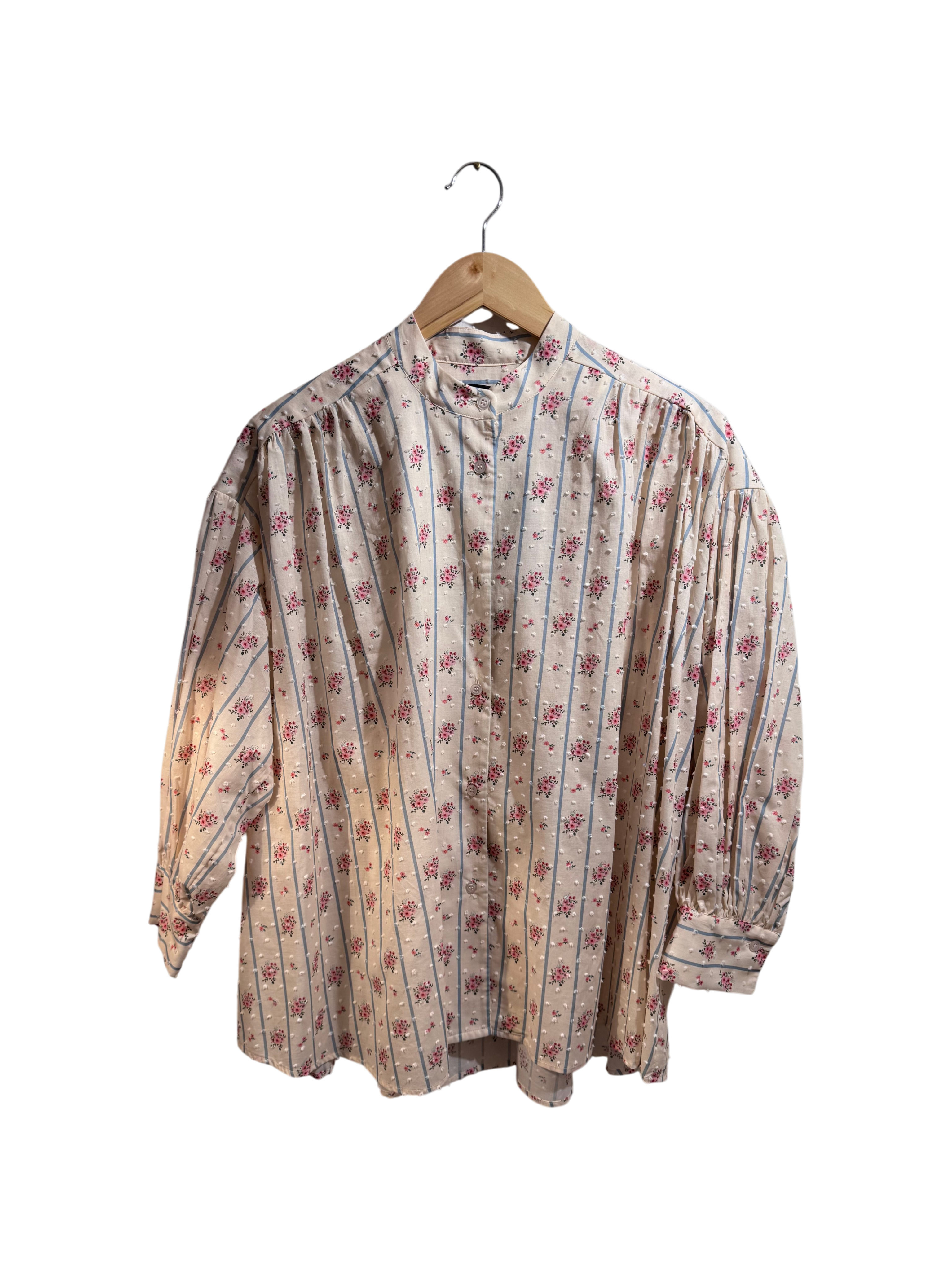 Camicia in cotone con tessuto operato