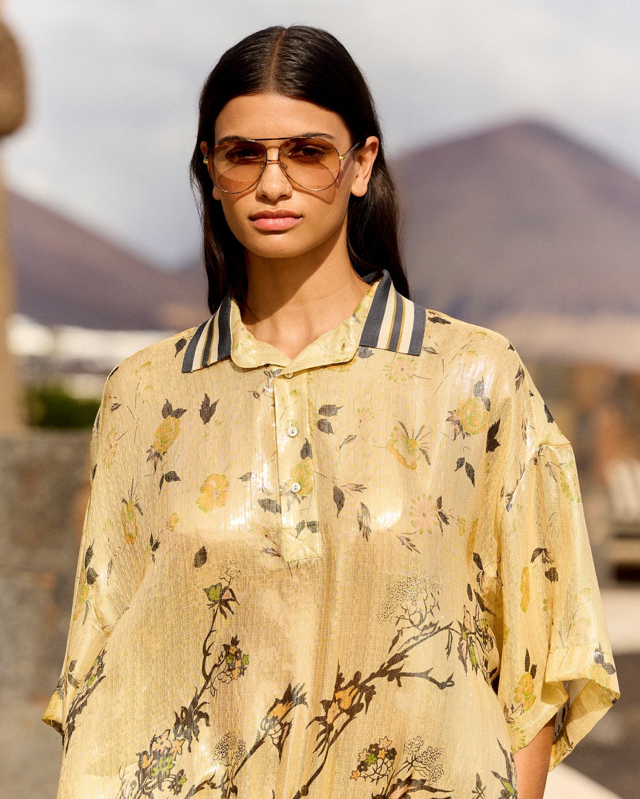 Polo in seta lurex