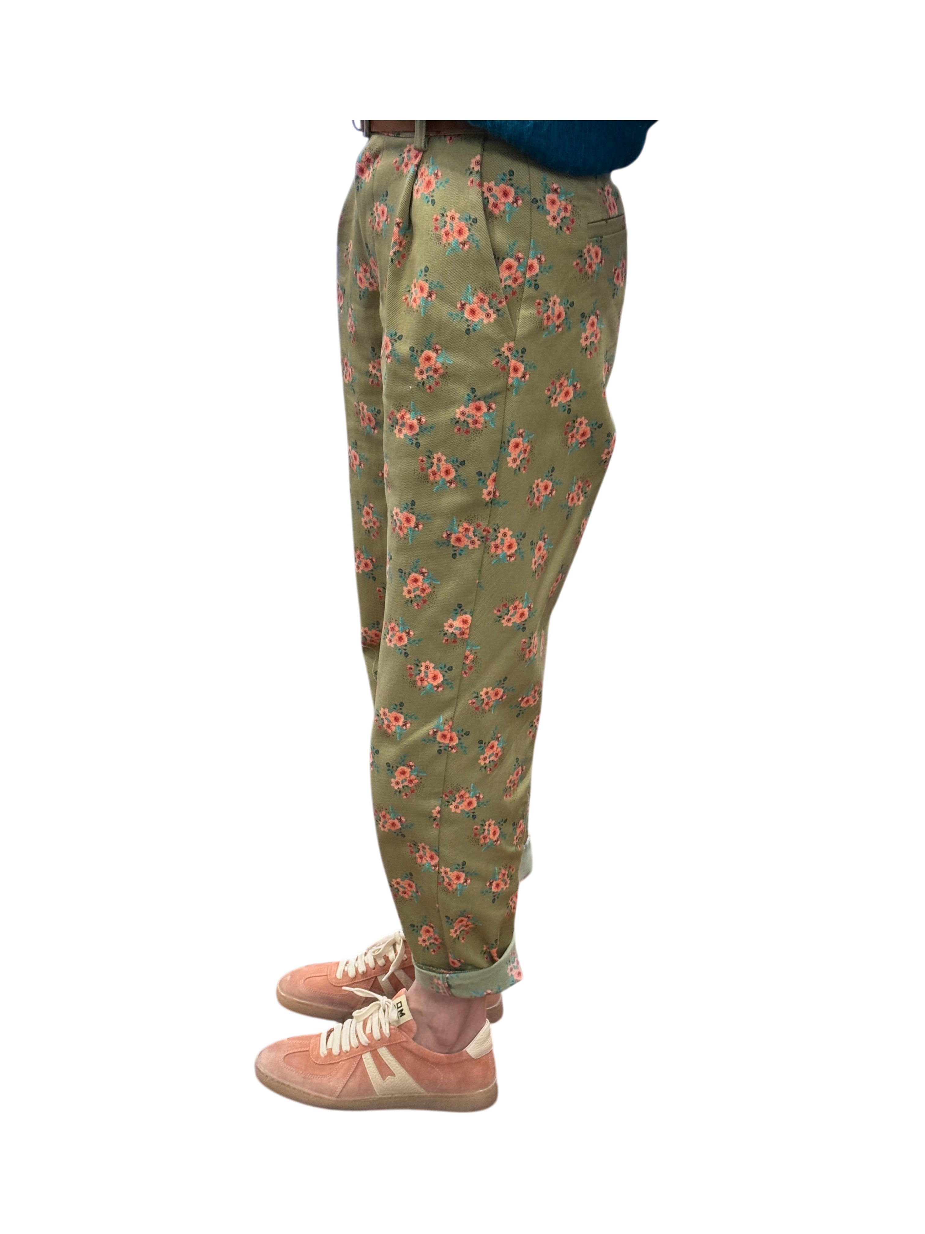 Pantalone in cotone a fiori