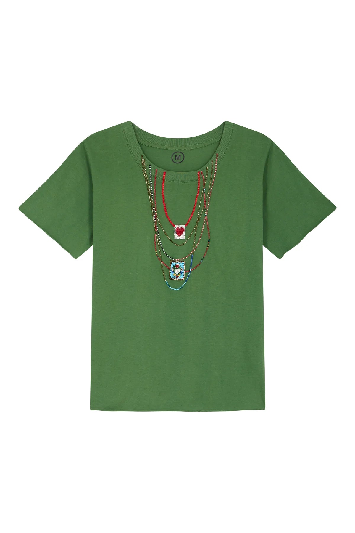 T-shirt con ricamo collana