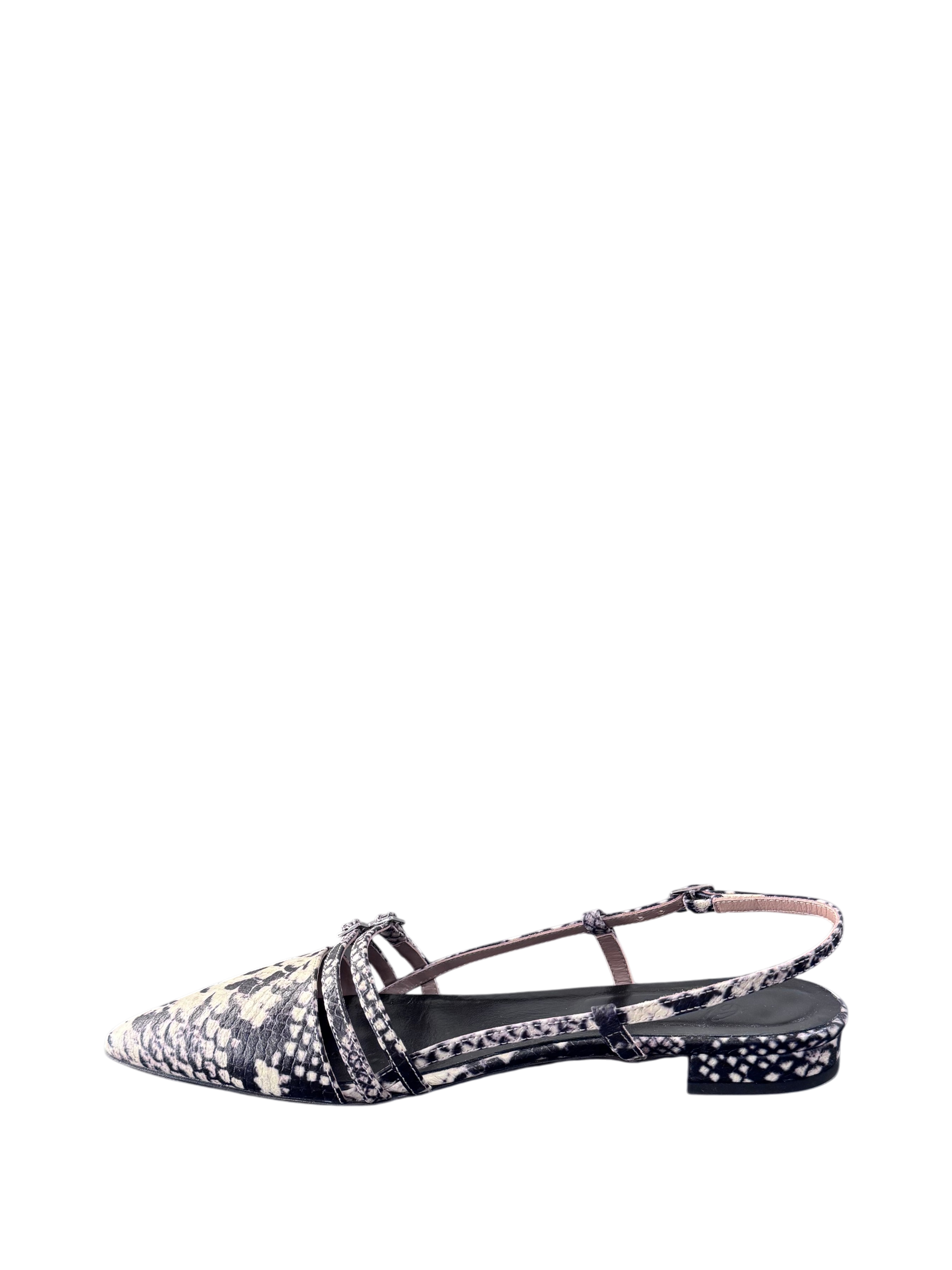 Slingback in pelle stampa pitone