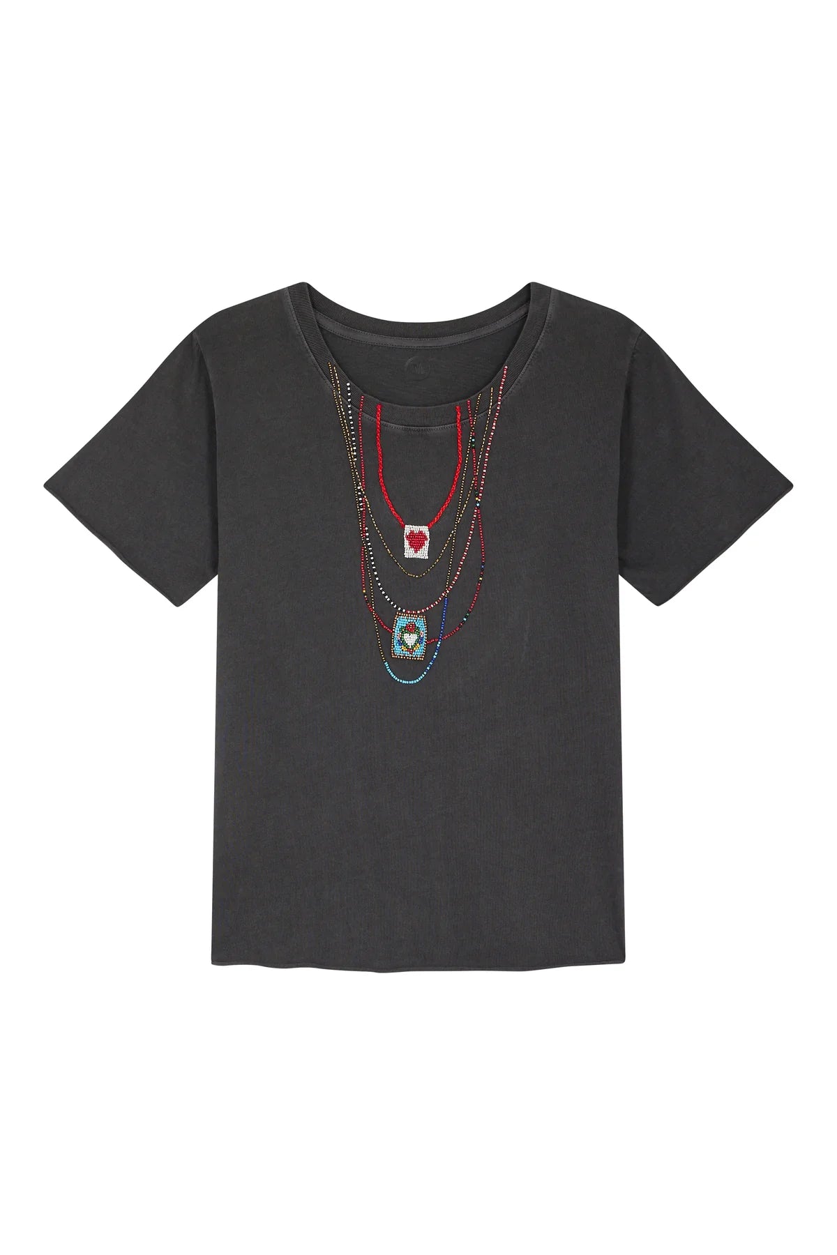 T-shirt con collana di perline