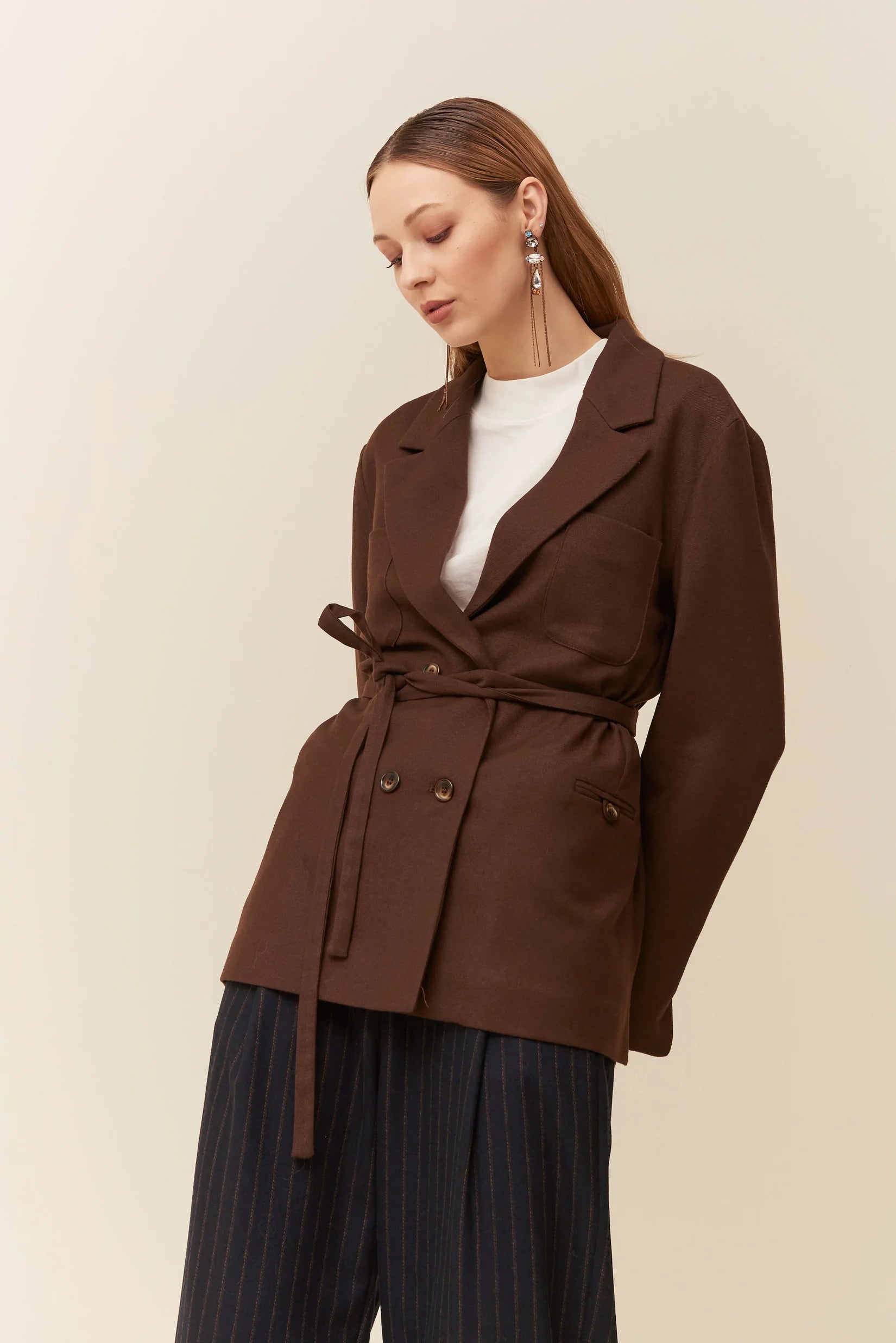 Giacca destrutturata in flanella di blend lana e viscosa un petto