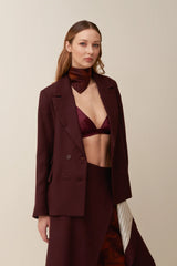 Giacca boxy in twill di lana doppio petto con doppia patta