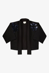 Giacca kimono ricamata a mano con filo e paillettes