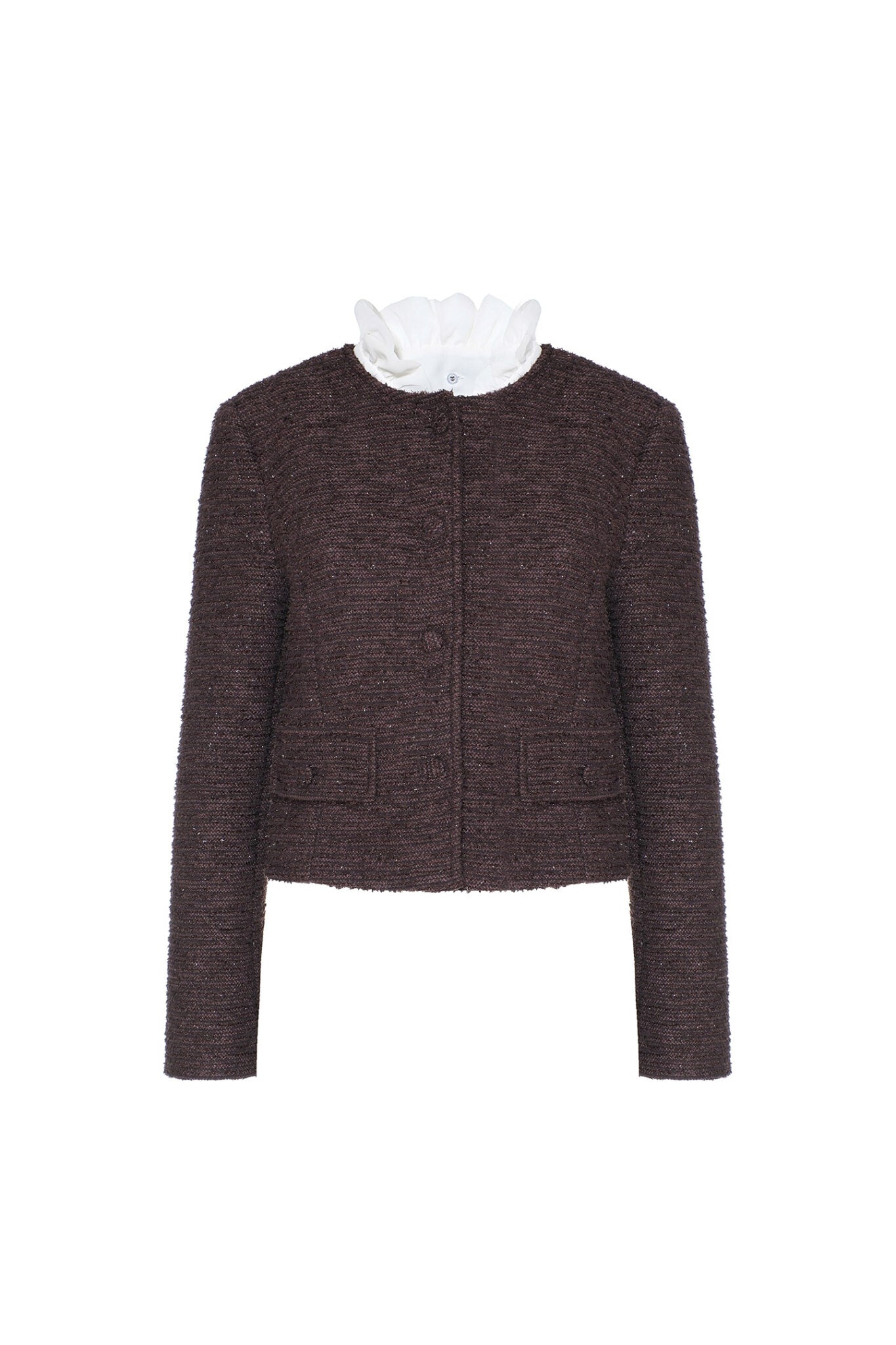 Giacca corta in boucle e chiffon