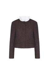 Giacca corta in boucle e chiffon