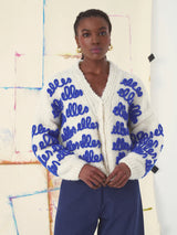 Cardigan in lana e alpaca ricamato