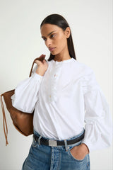 Camicia in cotone con volant sul davanti