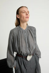 Camicia in cotone con pieghe sul davanti