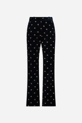 Pantaloni in velluto con stampa floreale