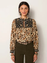 Camicia ricamata in voile di cotone