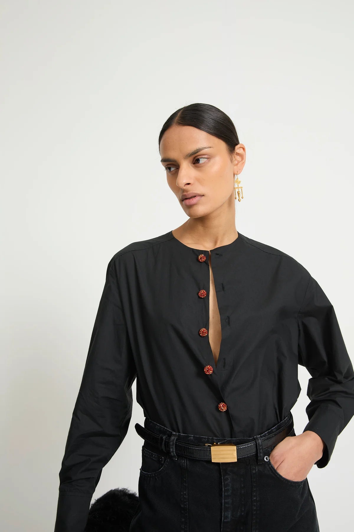 Camicia con bottoni gioiello