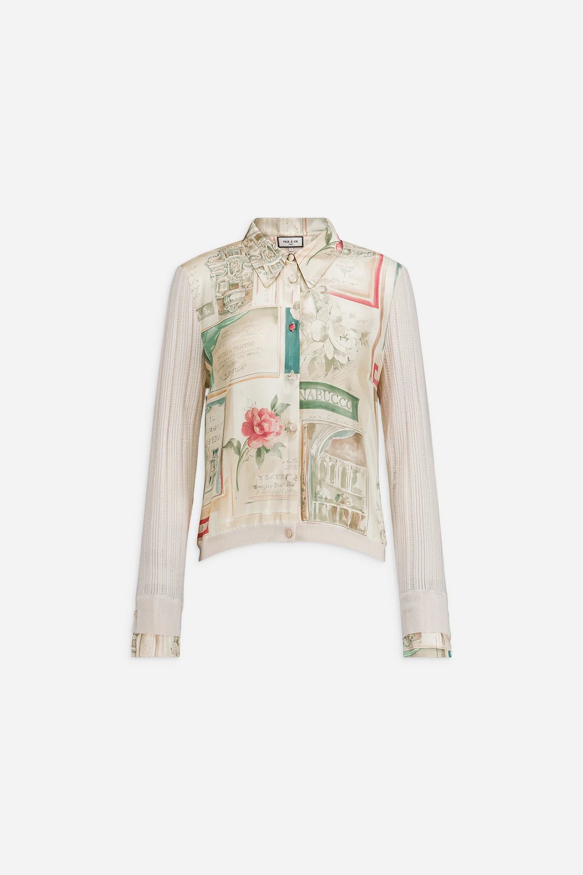 Maglia bicolore in seta e lana merino