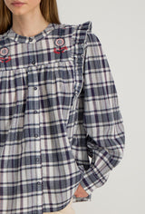 Camicia a quadri in popeline di cotone