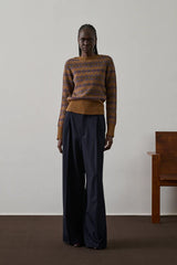Pantaloni con piega in gabardine di lana