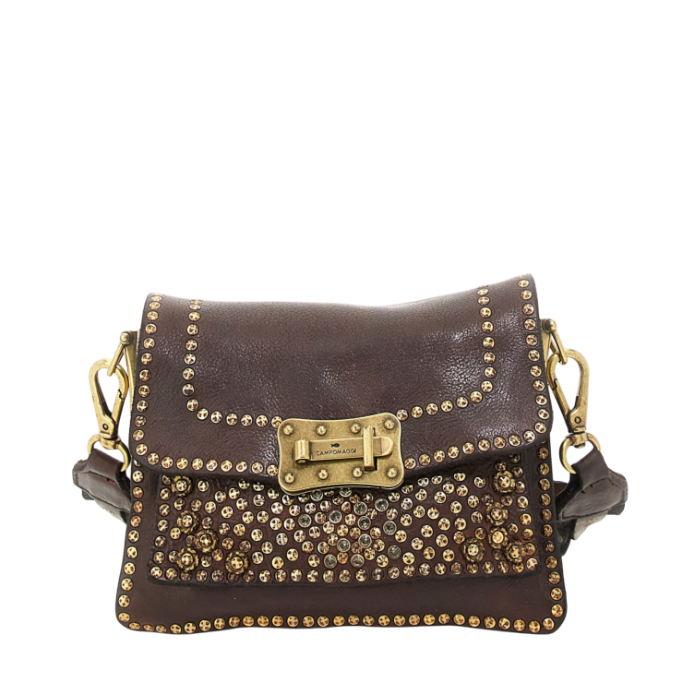 Tracolla Agnese Campomaggi con borchie fiore e strass