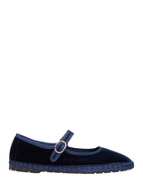 Friulana Mary Jane in velluto blu Flabelus