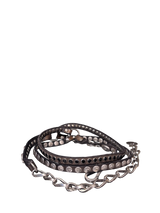 Cintura in pelle di vacchetta tinto capo con catena borchie