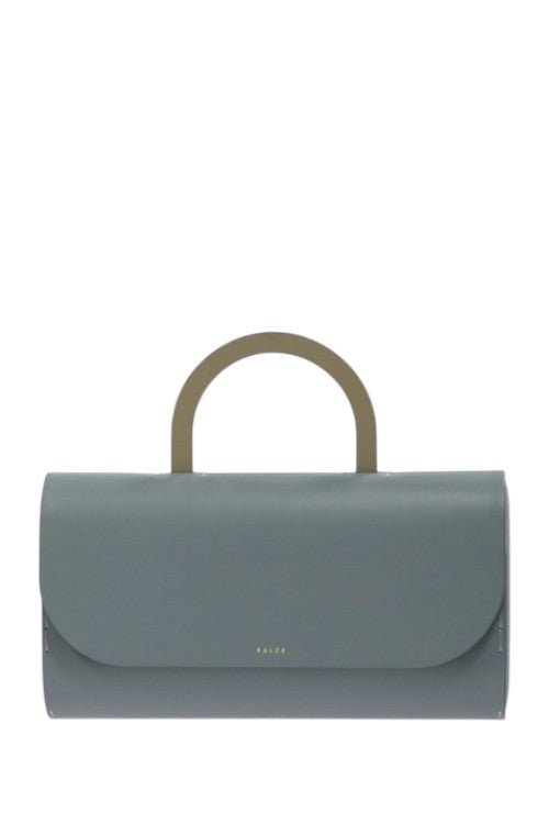 Borsa in pelle con manico in legno