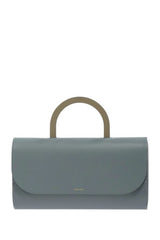 Borsa in pelle con manico in legno