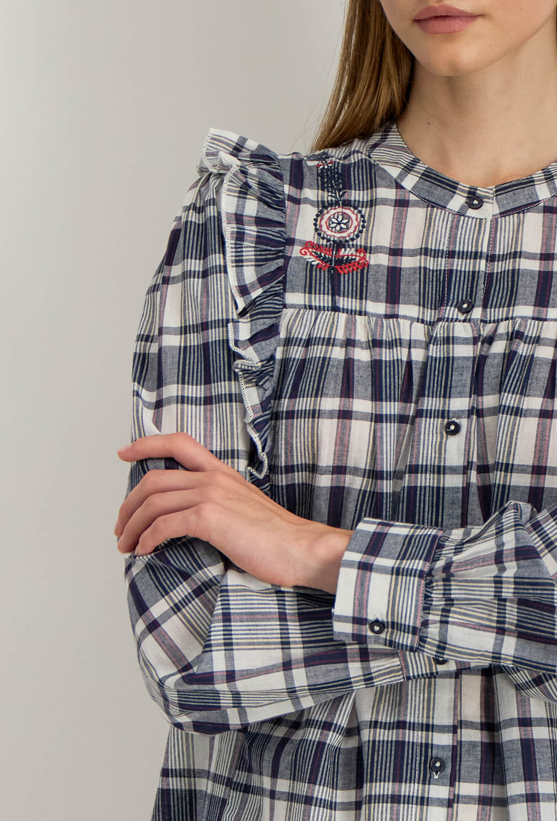 Camicia a quadri in popeline di cotone
