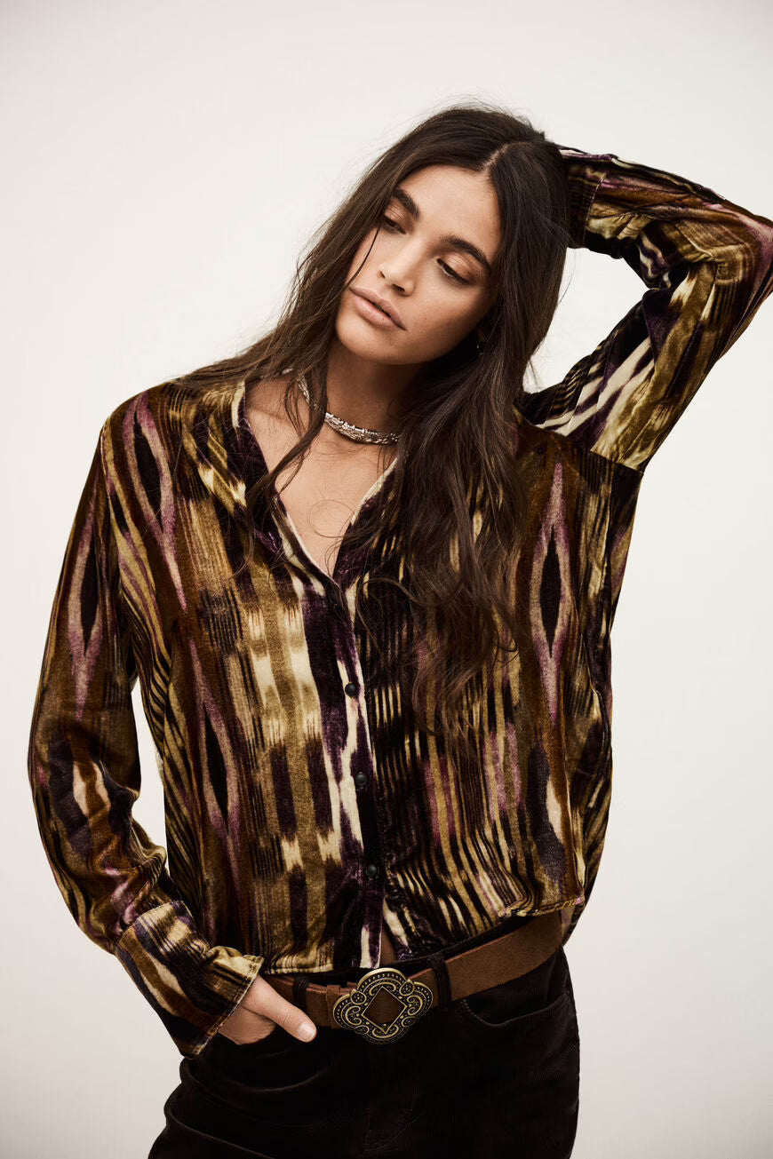 Camicia in velluto di viscosa e seta