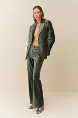 Pantalone flare in velluto liscio di cotone e viscosa, vestibilità regolare