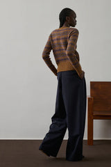 Pantaloni con piega in gabardine di lana