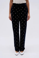 Pantaloni in velluto con stampa floreale