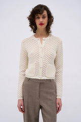 Cardigan in lana e cashmere all'uncinetto