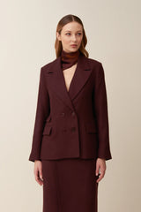 Giacca boxy in twill di lana doppio petto con doppia patta