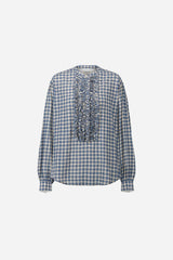 Camicia a quadretti con volant sul davanti