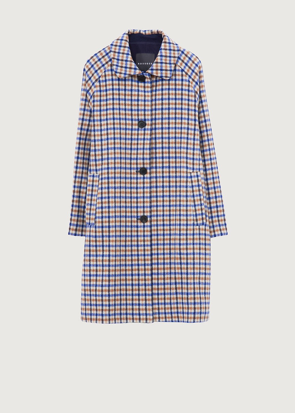 Cappotto corto in lana a quadretti