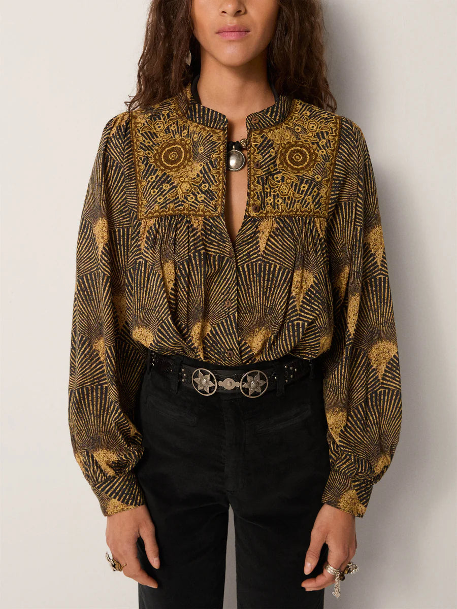 Camicia ricamata in cotone