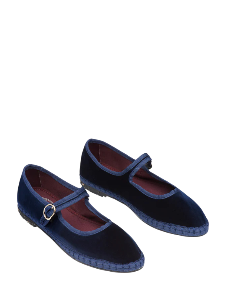 Friulana Mary Jane in velluto blu Flabelus