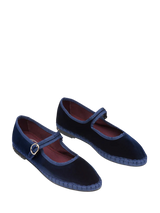 Friulana Mary Jane in velluto blu Flabelus