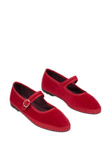Friulana Mary Jane in velluto rosso Flabelus