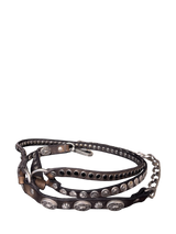 Cintura in pelle di vacchetta tinto capo con catena borchie