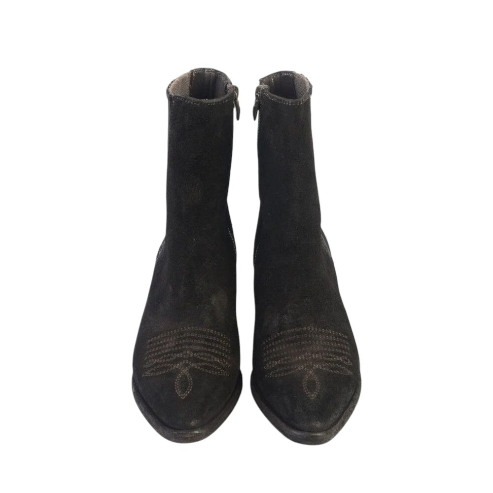 Stivaletto texano in pelle di bufalo rovesciata