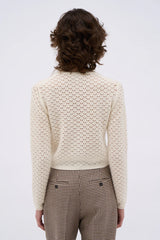 Cardigan in lana e cashmere all'uncinetto
