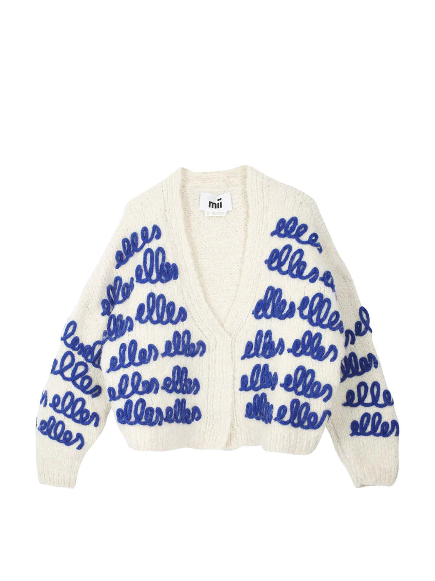 Cardigan in lana e alpaca ricamato